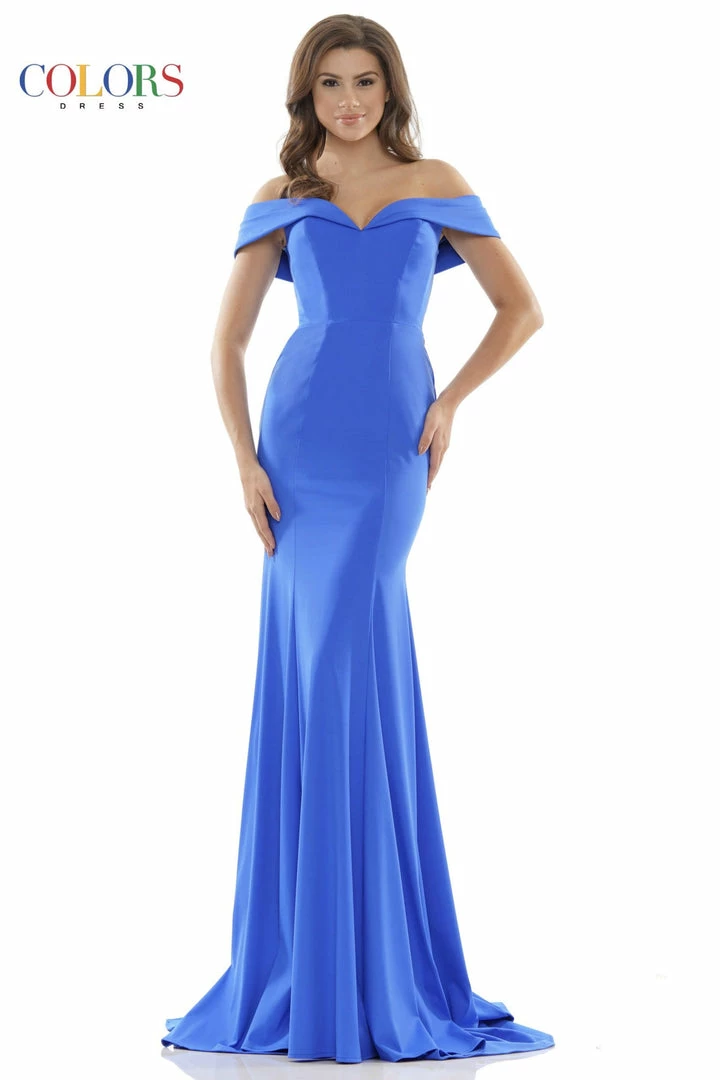 The Event Shop Colors Dress Off The Shoulder Ruched Back Gown