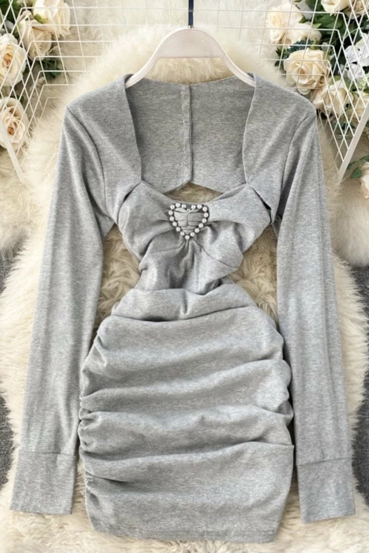 Summer Lovin' Jessica Bara Liam Long Sleeve Cut Out Mini Dress