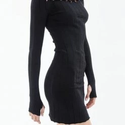 Jessica Bara Apollo Long Sleeve Ribbed Knit Mini Dress