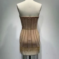 Jessica Bara Alpha Strapless Crystal Mesh Mini Dress Influencer Style