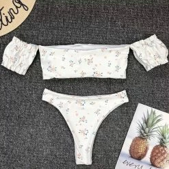 Jessica Bara Abby Floral Off The Shoulder Bikini Set Poolside Essentials