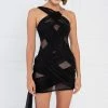 Jessica Bara Laina Sheer Mesh Cross Banded Mini Dress