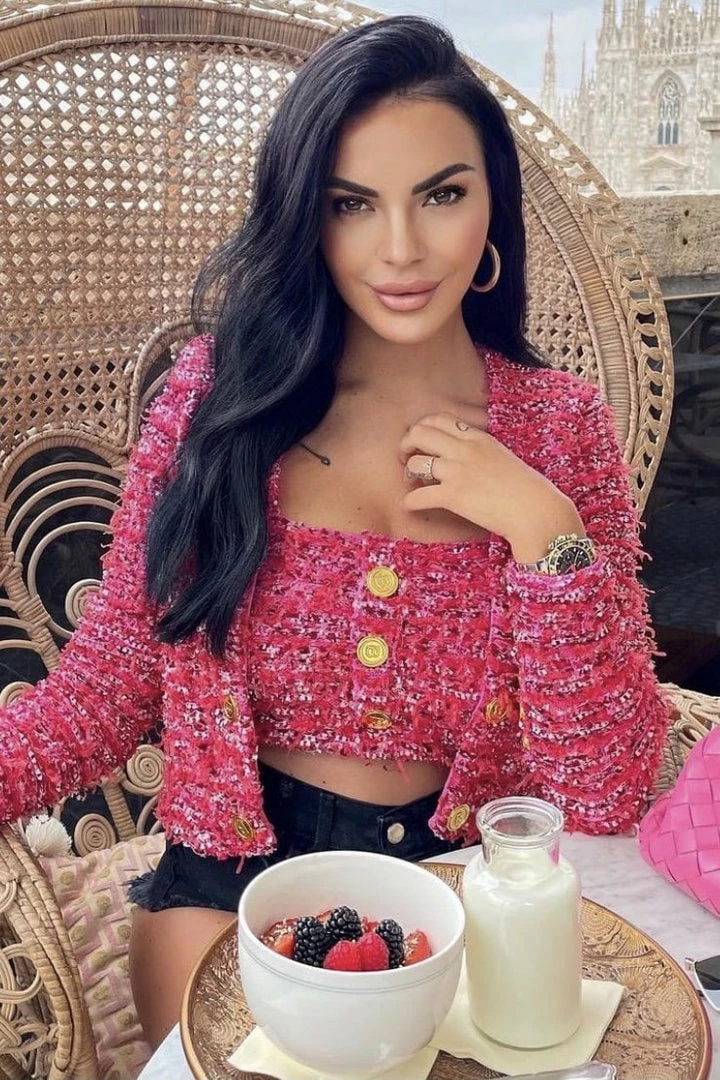 Influencer Style Jessica Bara Lena Tweed Tweed Blazer Top And Skirt Three Piece Set