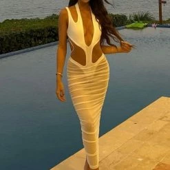 Influencer Style Jessica Bara Nova Cut Out Mesh Midi Dress