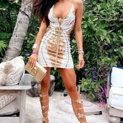 Baccio Couture Baccio Alis Strappy Back Sequin Mini Dress
