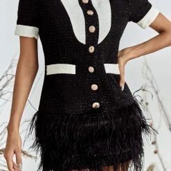Jessica Bara Nicki Tweed Feather Dress