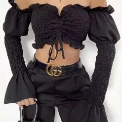 Jessica Bara Nicole Off The Shoulder Crop Top