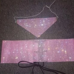 Masks Tyler Rhinestone Mask And Crop Top Two Piece Set