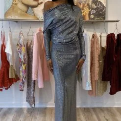 Influencer Style Jessica Bara Amanie Long Sleeve 3 Way Glitter Gown