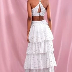 Jessica Bara Arya Polka Dot Cut Out Maxi Dress