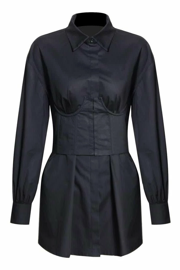 Jessica Bara Aubrey Long Sleeve Corset Shirt Dress Reve Doll Essentials
