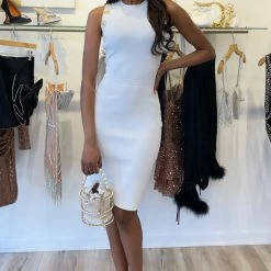 Jessica Bara Renesmee Knit Gold Button Mini Dress