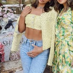 Influencer Style Jessica Bara Oliver Tweed Crystal Button Three Piece Set