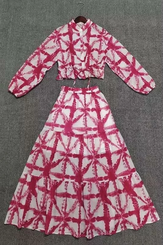 Summer Lovin' Jessica Bara Maura Long Sleeve Top And Maxi Skirt Two Piece Set