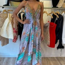 Kareena Maldives Halter Neck Embellished Maxi Dress