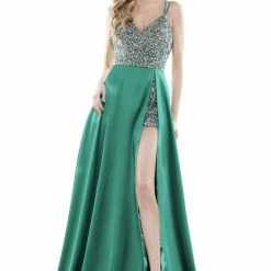 Colors Dress Sequin Satin Overskirt Gown