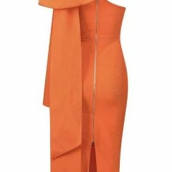 The Event Shop Jessica Bara Henrietta One Shoulder Bow Midi Dress