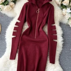 Jessica Bara Kyrie Cut Out Hoodie Midi Dress Reve Doll Essentials
