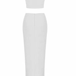 Summer Lovin' Jessica Bara Ember Bandage Knotted Crop Top And Skirt Two Piece Set
