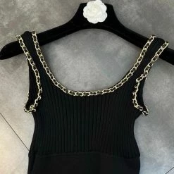 Jessica Bara Bryanna Chain Knit Cropped Tank Top Reve Doll Essentials