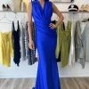 Atria V Neck Draped Bodycon Gown