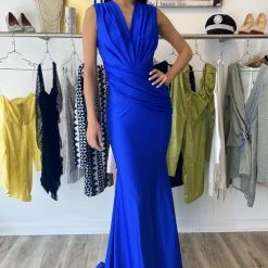 Atria V Neck Draped Bodycon Gown