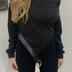 Jessica Bara Vance Long Sleeve Buckle Cowl Neck Top Tops