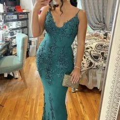 ReveBoutique Jessica Bara Brittany V Neck Lace Bodycon Gown The Event Shop