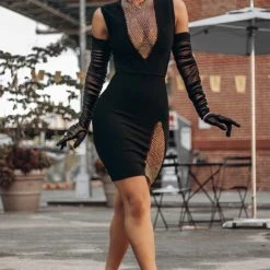 Jessica Bara Izzy Sleeveless Crystal Patchwork Dress Influencer Style