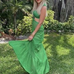 Jessica Bara Donte V Neck Cut Out Maxi Dress