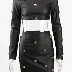 Jessica Bara Camden Gold Button Top And Skirt Two Piece Set