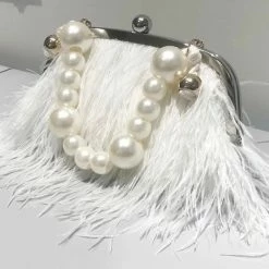 Jessica Bara Orna Ostrich Feather Pearl Handbag The Event Shop