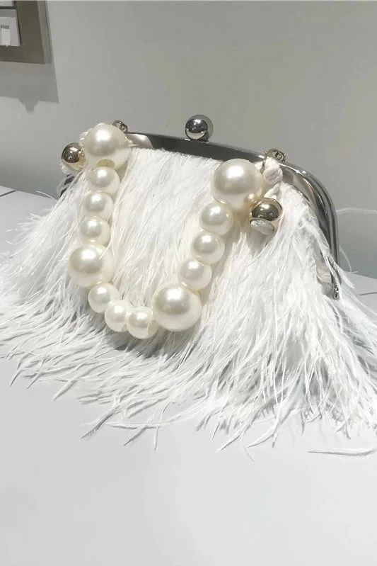 Jessica Bara Orna Ostrich Feather Pearl Handbag The Event Shop