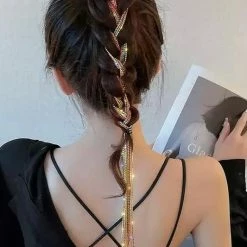 Birthday Suit Jessica Bara Tati Rhinestone Tassel Fringe Hair Clips