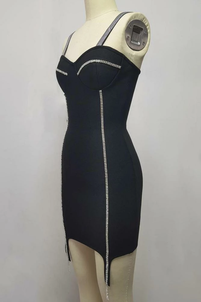 Jessica Bara Brock Bandage Crystal Mini Dress