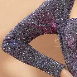 Jessica Bara Erika Glitter Cut Out Bodycon Maxi Dress