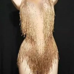 Jessica Bara Reverie Halter Fringe Mini Dress Birthday Suit