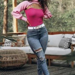 Jessica Bara Kingsley Turtleneck Knit Extreme Crop Top Kelsey Adams