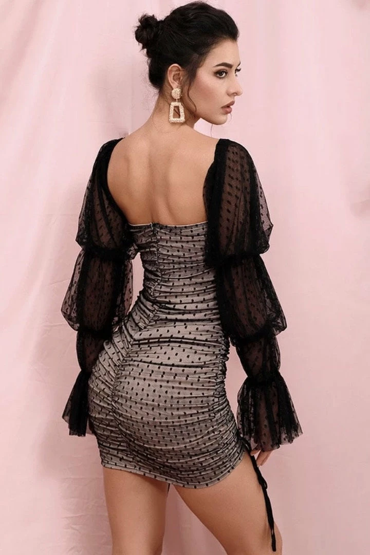 Summer Lovin' Jessica Bara Sebastian Long Sleeve Polka Dot Mini Dress