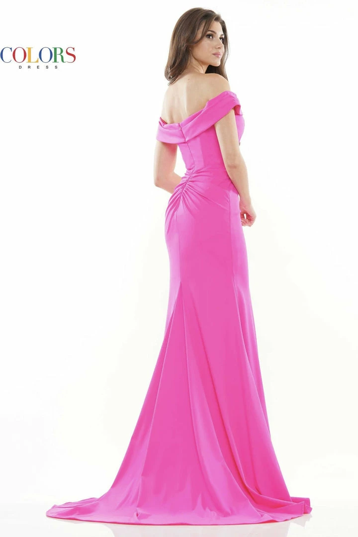 The Event Shop Colors Dress Off The Shoulder Ruched Back Gown