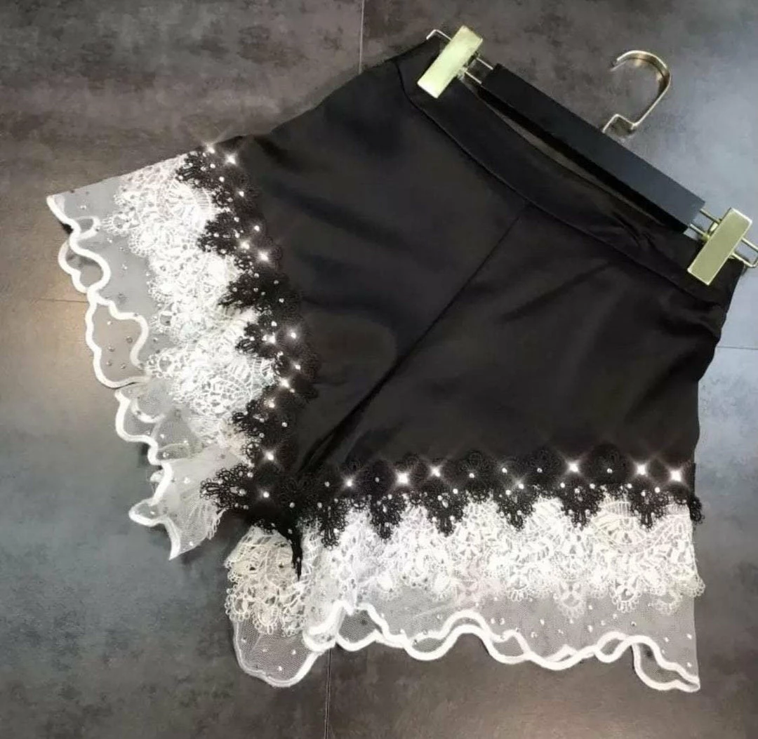 Jessica Bara Daisie Lace Rhinestone Shorts