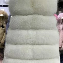 Jessica Bara Anders Pearl Embellished Fur Vest