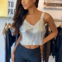 Jessica Bara King Chainmail Cropped Tank Top