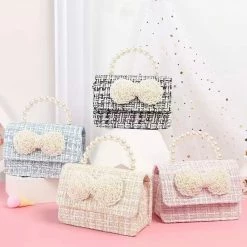 Accessories Jessica Bara Taylor Tweed And Pearl Bow Micro Handbag