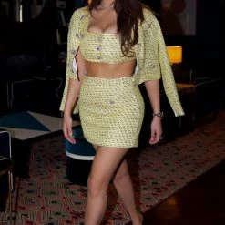 Influencer Style Jessica Bara Oliver Tweed Crystal Button Three Piece Set