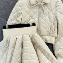 Jessica Bara Dominic Quilted Jacket And Skirt Two Piece Set Influencer Style