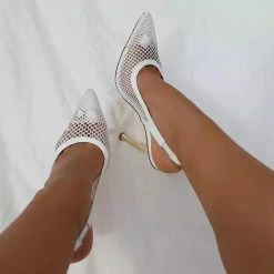 Jessica Bara Iman Fishnet Slingback Heels