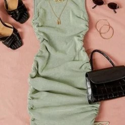 Jessica Bara Jolie Sleeveless Ruched Mini Dress