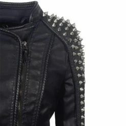 Jessica Bara Ethan Studded Long Sleeve PU Leather Jacket