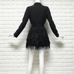 Jessica Bara Romilly Belted Feather Blazer Dress Influencer Style